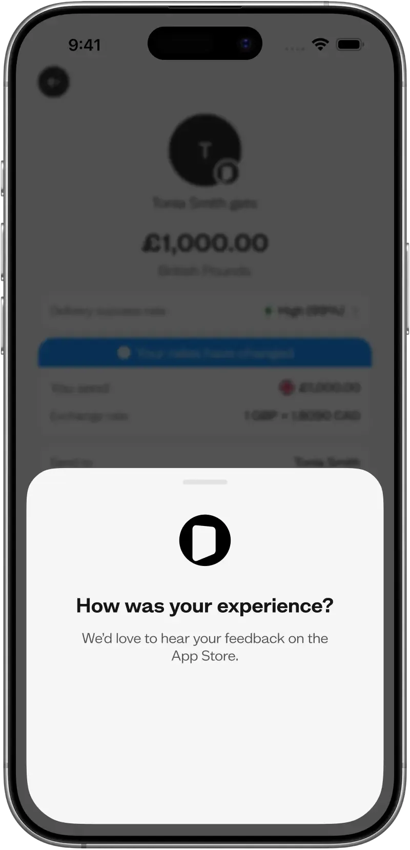 App Store review prompt dialog